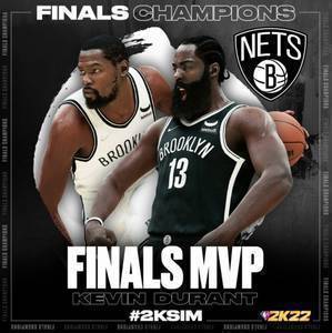 NBA2K新赛季模拟：篮网夺得总冠军 杜兰特获FMVP